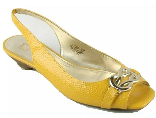 Anne Klein iFlex Womens Sz 7.5 M Faux Snake Skin Slingback Kitten Heels Gold | eBay