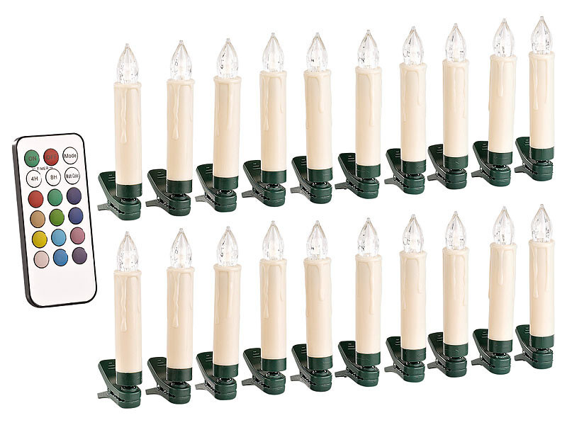 Bougies de Noël LED RVB Lunartec sans fil avec télécommande infrarouge pour intérieur