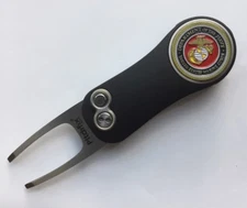 New USMC Pitchfix 2.0 Switchblade Golf Divot Tool w removable Ball Marker