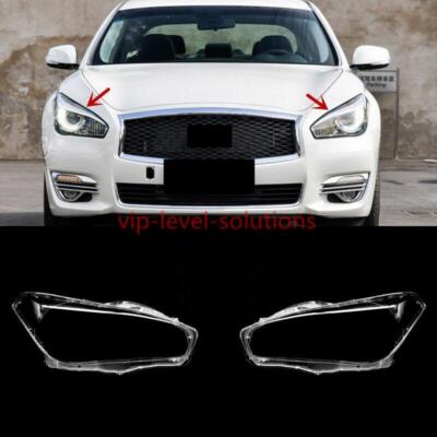 For Infiniti Q70 2016-2019 A Pair Headlight Lens Clear Cover + Sealant Glue
