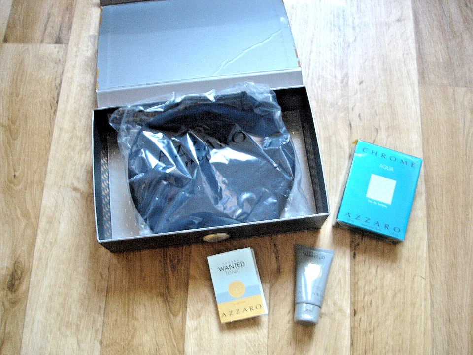 Azzaro Chrome AQUA + Wanted Parfum GeschenkSet NEU OVP Parfüm Duschgel Tasche