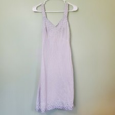 Light Purple Embroidered Gown Nightie Textron Slip Dress Lingerie Vintage 34 S