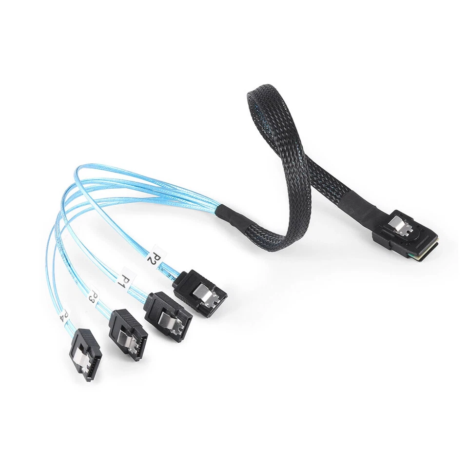3.3 FT Mini SAS to 4x SATA Cable SFF-8087 to SATA Cord Hard Drive Splitter Cable - Image 2 of 4