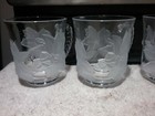 SET OF 7 VINTAGE CLEAR GLASS MUGS WITH RAISED FROSTED FLOWER DESIGN — photo 2