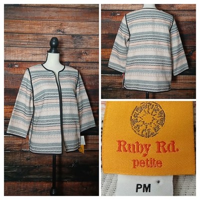 Ruby Rd Jacket Medium Petite Open Front Woven Tapestry NWT