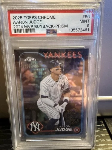 2025 Topps Chrome Aaron Judge /150 Prism Refractor 2024 MVP BUYBACK PRISM PSA 9