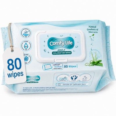 Comfy Life Premium Full Body Cleansing Wet Wipes For 80 Count (Pack of 1)
