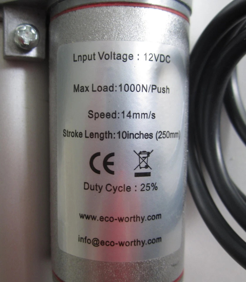 Elektrischer Linearmotor 12V Linearantrieb 250mm Hub 1000N - Neu OVP - Bild 3 von 4