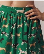NWT Anthropologie MAEVE The Jacie Poplin Printed Maxi Skirt Dog Green Small S. i
