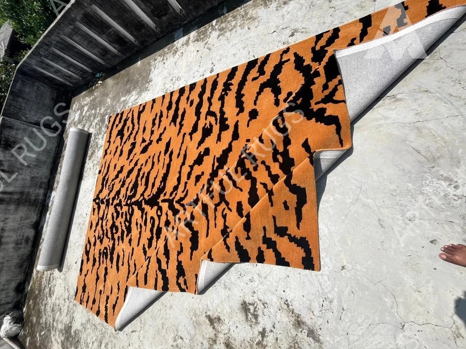 Alfombra de lana acolchada a mano 9 x 12 pies - nudos nórdicos diseño óxido/negro, alfombra hecha a mano Foto 2 de 4