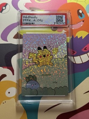 TCG Pokemon Parody PokeDoodly Custom Slab Peek-a-chu Glitter foil