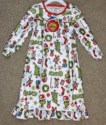 NWT The Grinch Dr Seuss girls flannel nightgown pajamas sz 3T TWINS