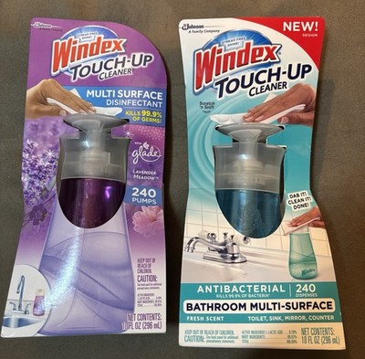 1 Kitchen & 1 Bath Windex Touch-Up Antibacterial Multi-Surface Cleaner 10oz Disc