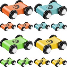 12 Pieces Mini Wooden Car Ramp Wooden Race Track Toy Car Toddler Car for Race Tr