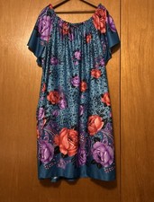 Vtg Kelly Reed Nightgown Muumuu Blue Red Purple Floral 22-24 Womens