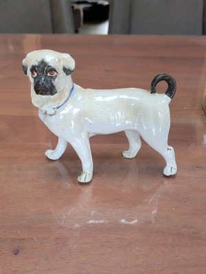 Antiker Staffordshire Mops Hund, selten, sehr hässliches Gesicht, absolut schön 