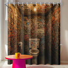 Graffiti Shower Curtain 72X72 Inch Street Art Bathroom Curtain with Urban Tag Wa