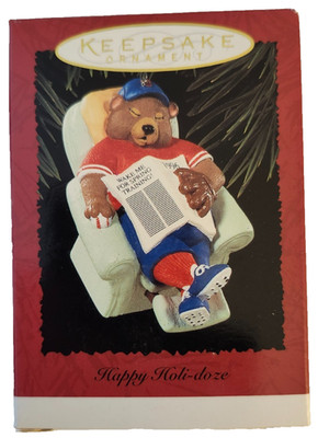 Vintage Hallmark Ornament Happy Holi-Doze Baseball Bear Keepsake Collection