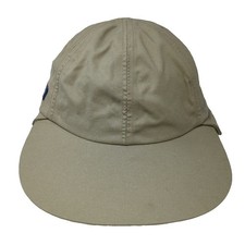 Columbia Baseball Cap Beige Blue L Neck Flap Fitted Made in USA Hat Vintage