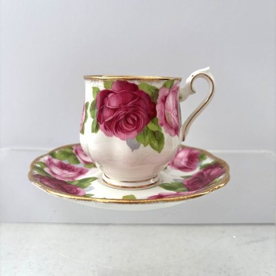 Vintage Royal Albert Old English Rose Teacup Saucer England Bone China Cottage