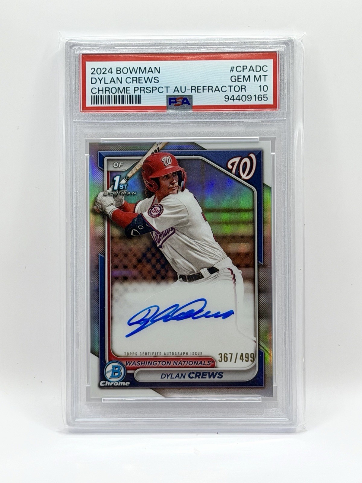 Dylan Crews 2024 Bowman Chrome 1st Refractor /499 Auto PSA 10 🔥