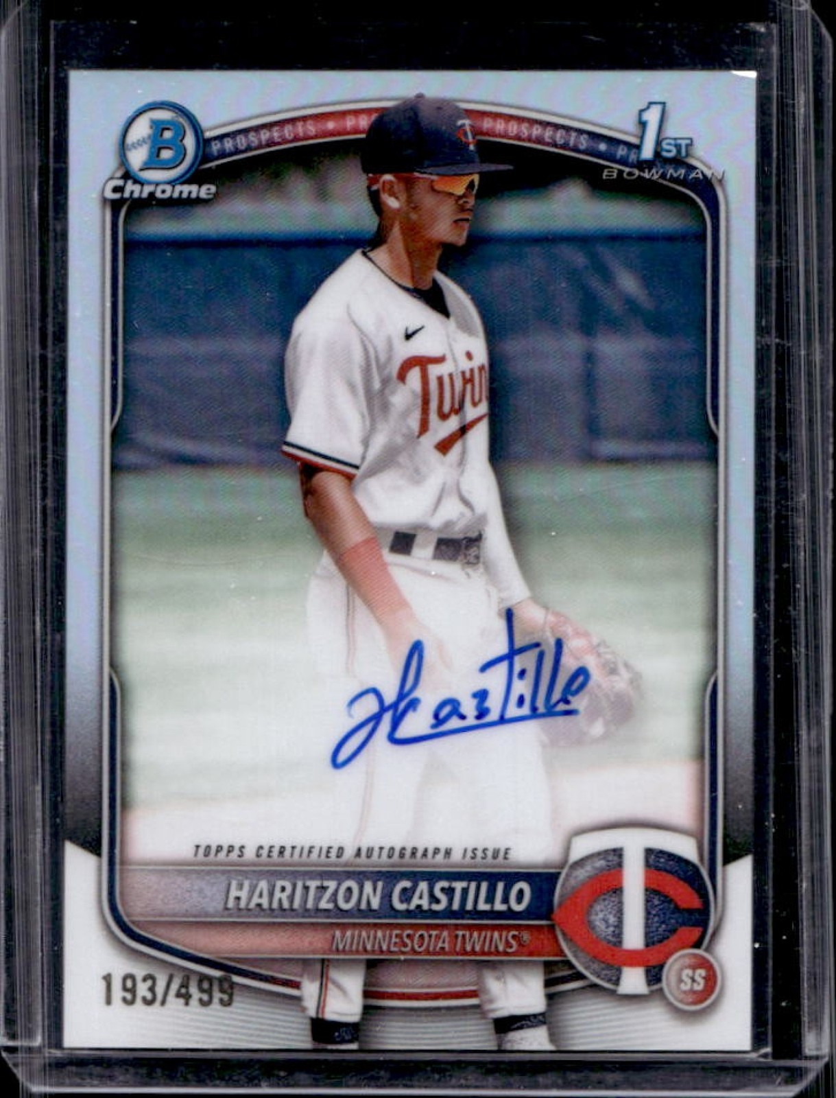 2025 Bowman Chrome Haritzon Castillo Auto Refractor 1st Prospect #/499 Twins