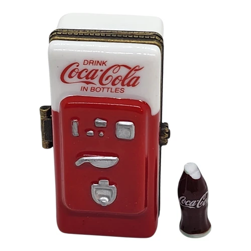 Vintage Coca Cola Vending Machine Trinket Jewelry Box Mini Bottle Porcelain 1999