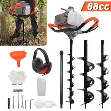 Petrol Post Hole Digger 68CC 2 Stroke Earth Auger Digging Machine + 3x Drill Bit