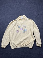 Vintage Gardening 90s Large Nature Sweatshirt Grandma Yellow Flowers Collared