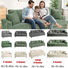 4 Seater Jumbo Cord Sofa Modern Corduroy Sofa Couch with 2 Throw Pillows 