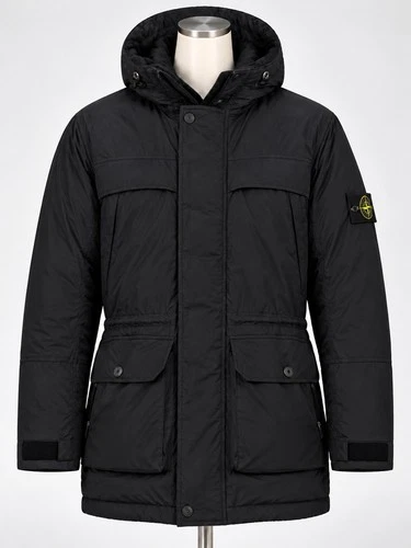 New Stone Island Micro Reps Down Parka Jacket – Black, Size L image 7