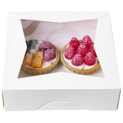 MORE [15pcs] 8'' White Bakery Pie Boxes, White Cardboard Cookie Box with Windo...
