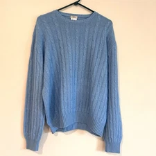 Avon Celli Cable Knit Silk Cashmere Sweater Sz XL Luxury Soft Pullover Blue