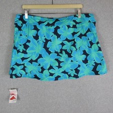 Lands End Swim Skirt Womens 18W Navy Blue Floral Beach Casual Plus Size Lined