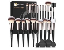 Makeup Brushes Set, Mlemle Professional 25 Pcs Kit, Emberblack, Creamblack