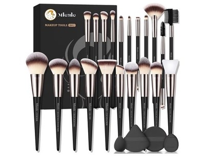 Makeup Brushes Set, Mlemle Professional 25 Pcs Kit, Emberblack, Creamblack