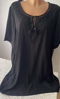 VIA APPIA DUE Tunika Bluse Schwarz Perlen Gr. 44