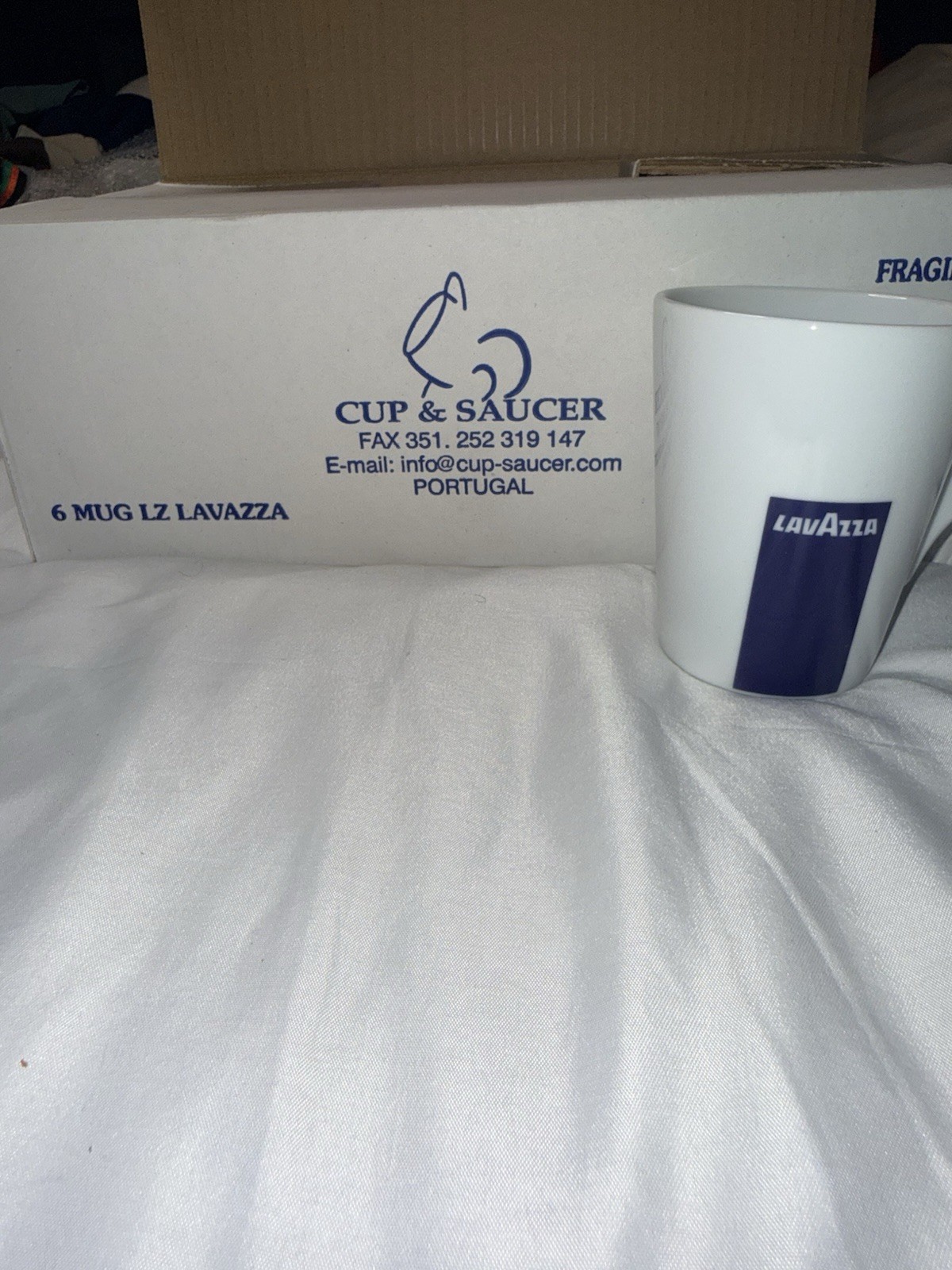 Set of 6 Lavazza Blu Collection Espresso Mugs Porcelain Cups White Portugal New