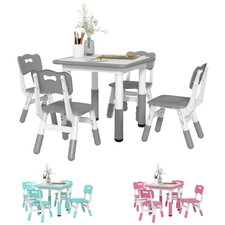 AIYAPLAY Set Tavolo e Sedie per Bambini 18-60 Mesi 5 pz in PP e Legno