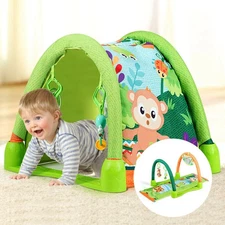 4-in-1 Green Activity Play Mat Baby Activity Center w/3 Hanging Toys