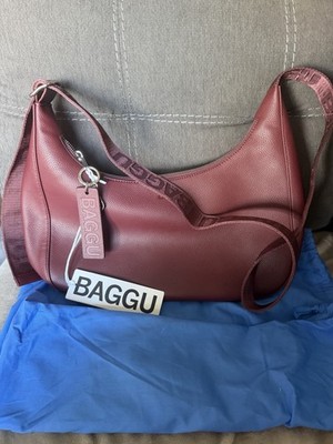 BAGGU Medium Recycled Leather Crescent Bag Mahogany NWT + Dust Bag