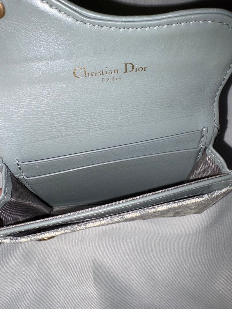 Christian Dior Saddle Bloom Card Holder Gray Leather Condition thumbnail 3