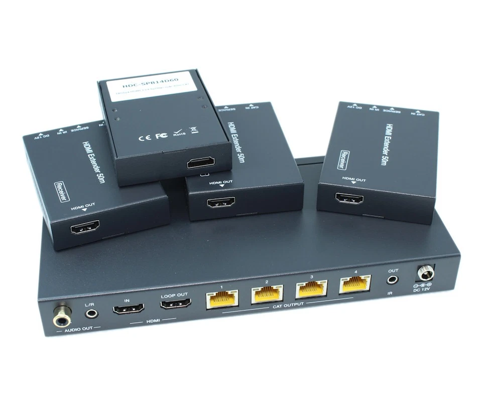 4 Port - 200ft HDMI 4K@60 18Gbps Splitter/Distribution over CAT6 Ethernet - Image 2 of 2