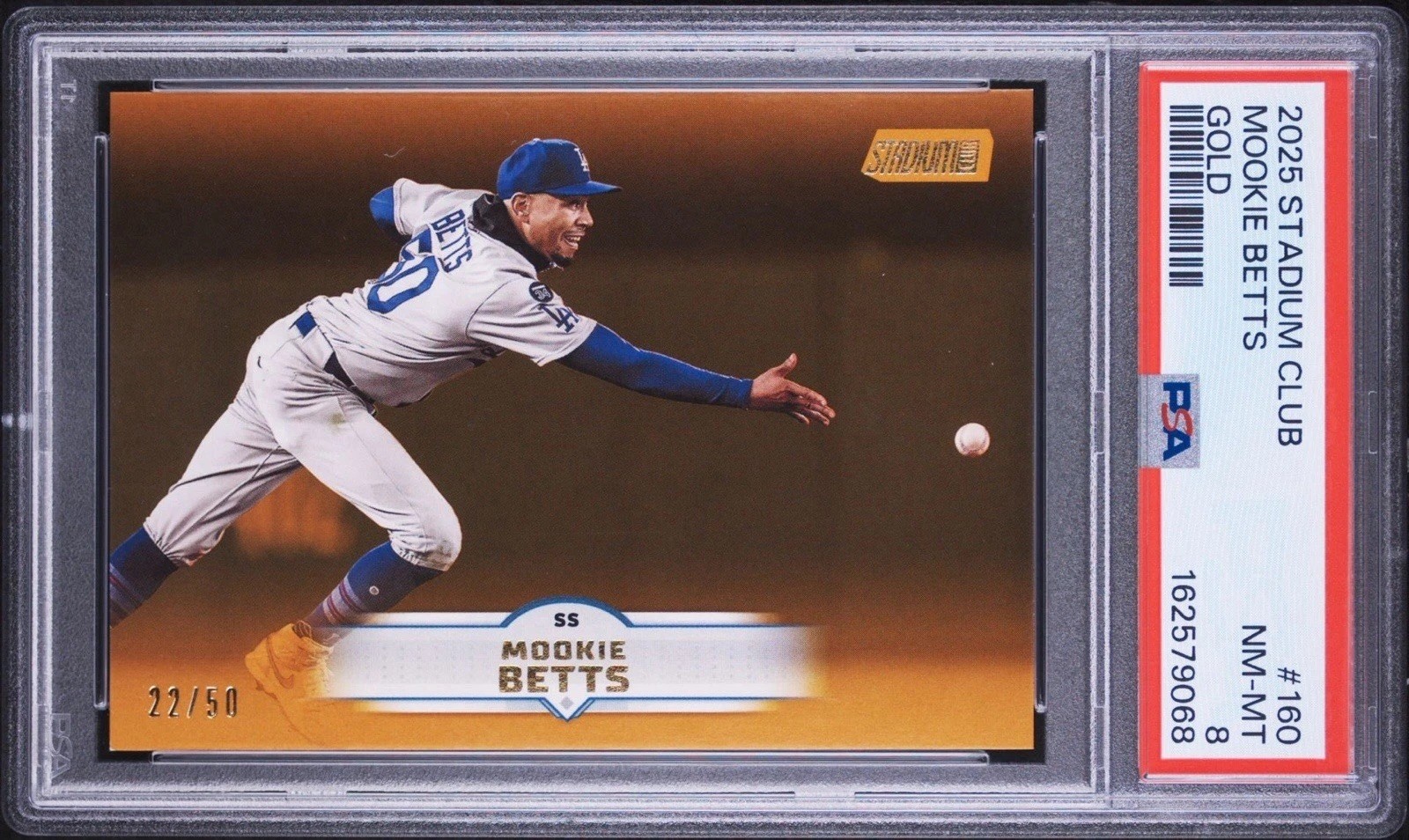 2025 Topps Stadium Club Mookie Betts #160 Gold /50 DODGERS PSA 8