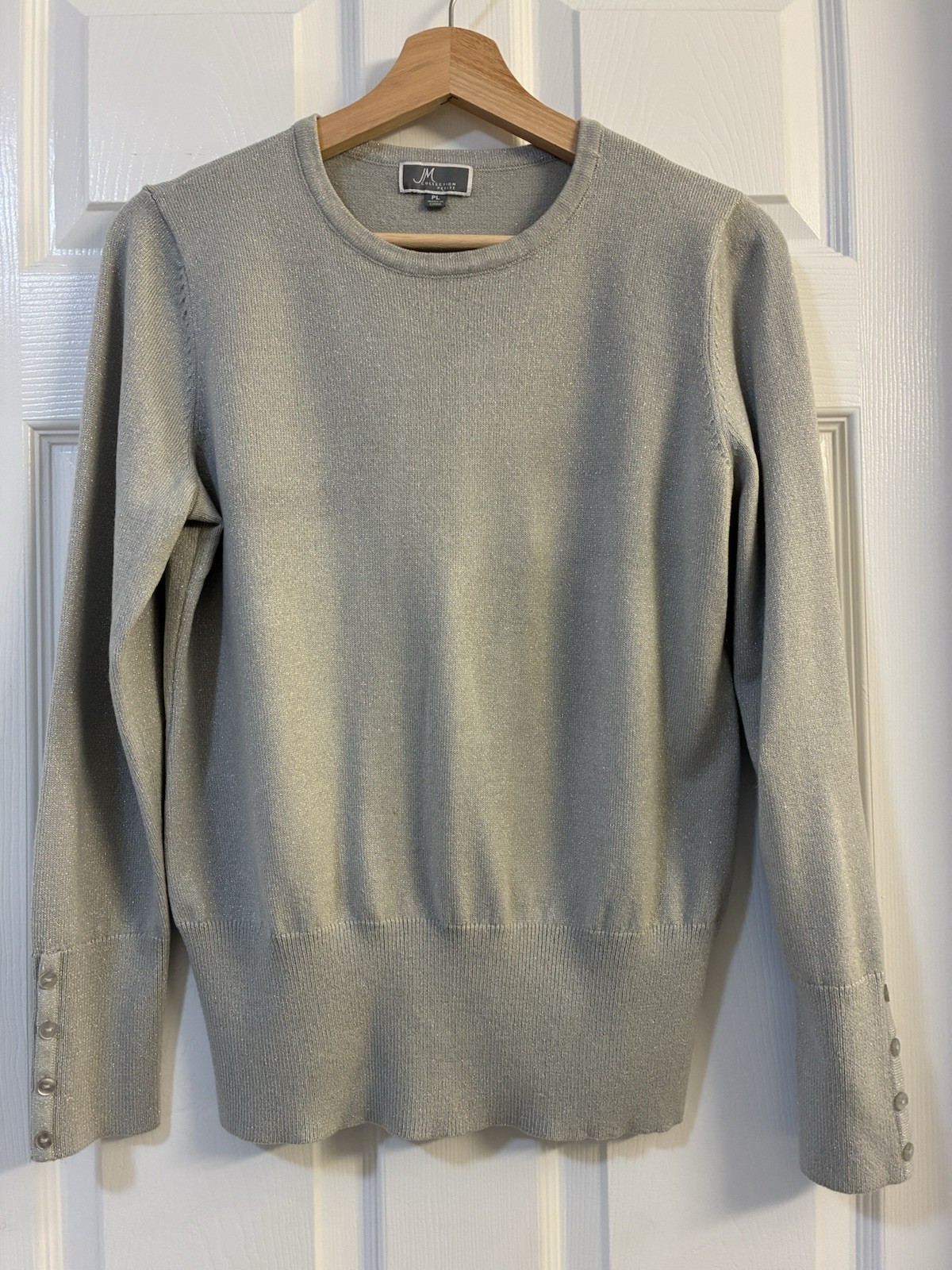 Jm Collection Petite Button-Cuff Silver Glitter S… - image 1