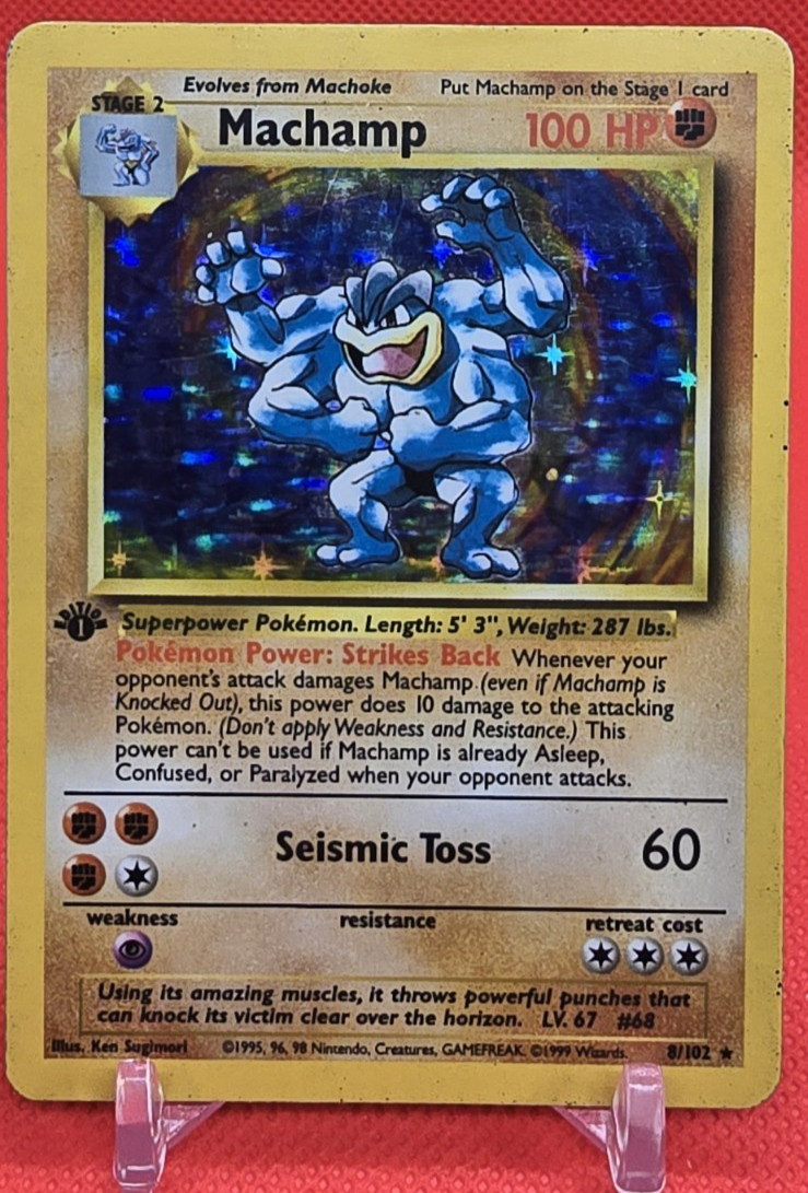 Machamp 8/102 Base Set 1st Edition Holo Rare Pokemon Card HP