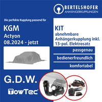 für KGM Actyon Typ J120 08.2024-Jetzt AHK Abnehmbar +13Pol Spezifisch E-Satz PKW