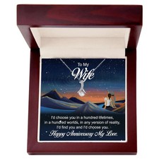 To My Wife Necklace With Message Card, Anniversary Gift for Wife