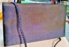 Navy Blue Satin Evening Bag - La Regale - Small with Braided Shoulder Strap