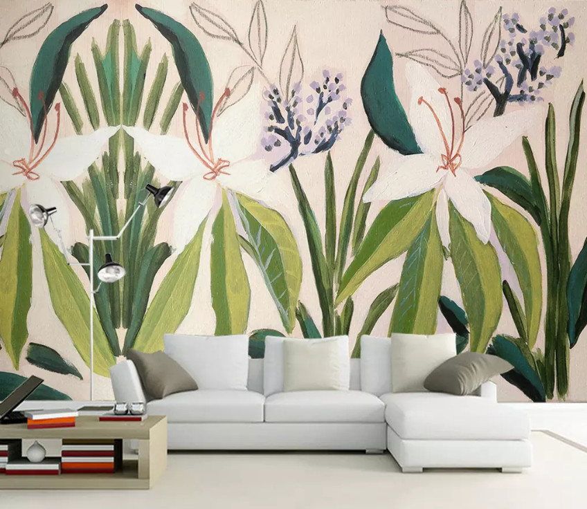 3D Flowers And Leaves 10736NA Wallpaper Wall Mural Removable Self-adhesive Fay